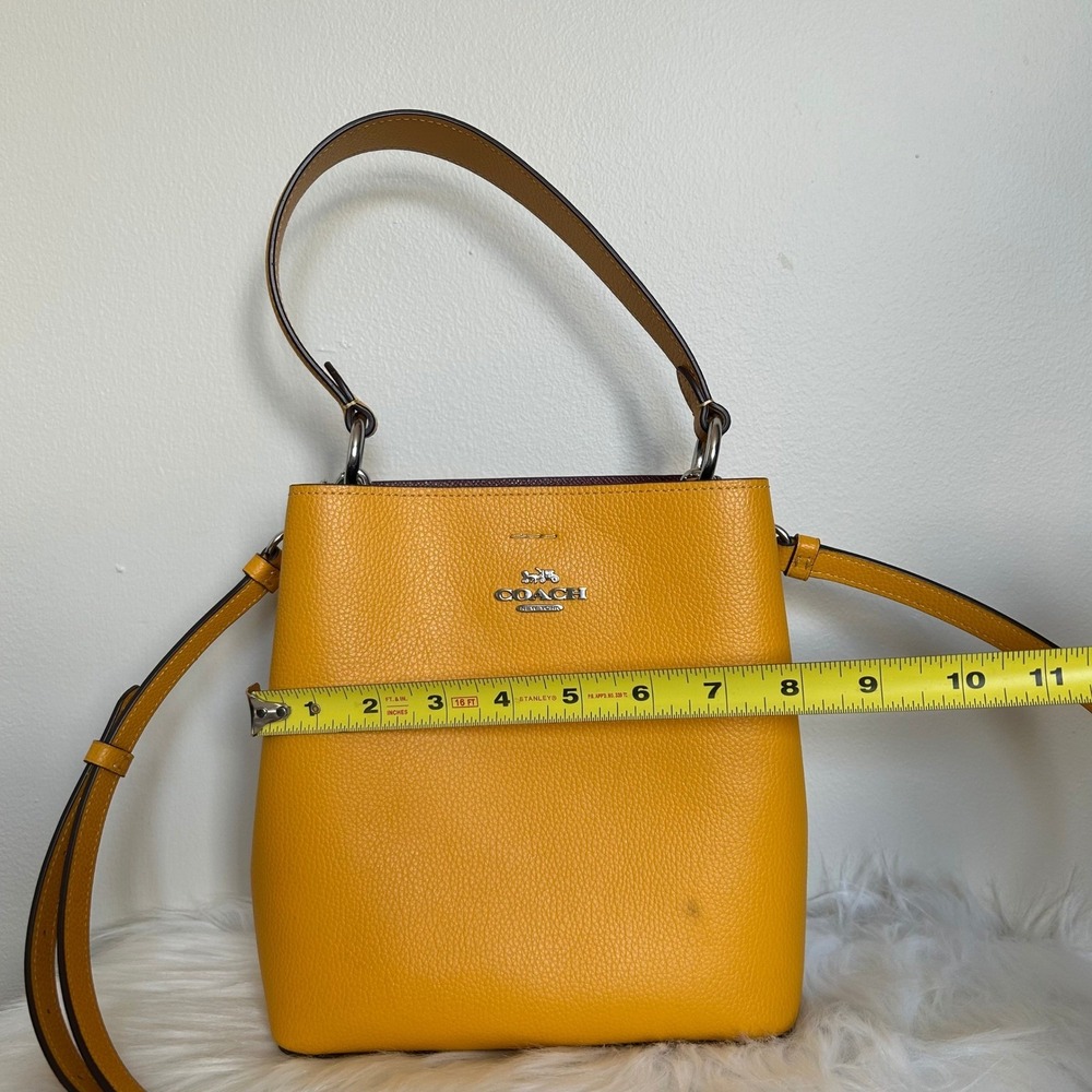 Coach Small Town Bucket Yellow Pebbled Leather Shoulder Bag 1011 - Picture 8 of 13